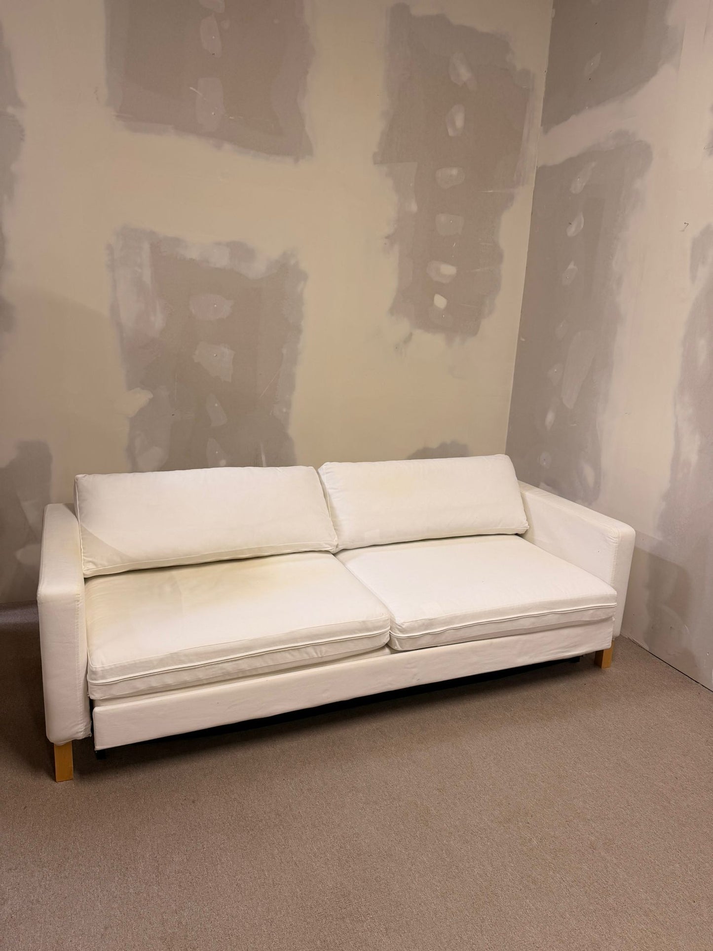 Ikea Sofa Karlstad 3-Sitzer Bettsofa weisse Stoffbezüge
