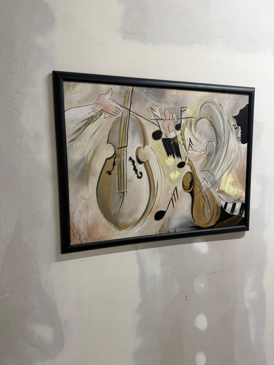 Gerahmtes Gemälde mit Jazz Motiv, Musik Kunstwerk, Bild