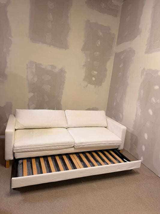 Ikea Sofa Karlstad 3-Sitzer Bettsofa weisse Stoffbezüge