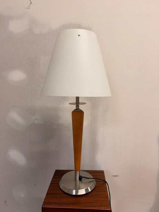 Vintage Tischlampe im Art Deco Stil mit weissem Lampenschirm