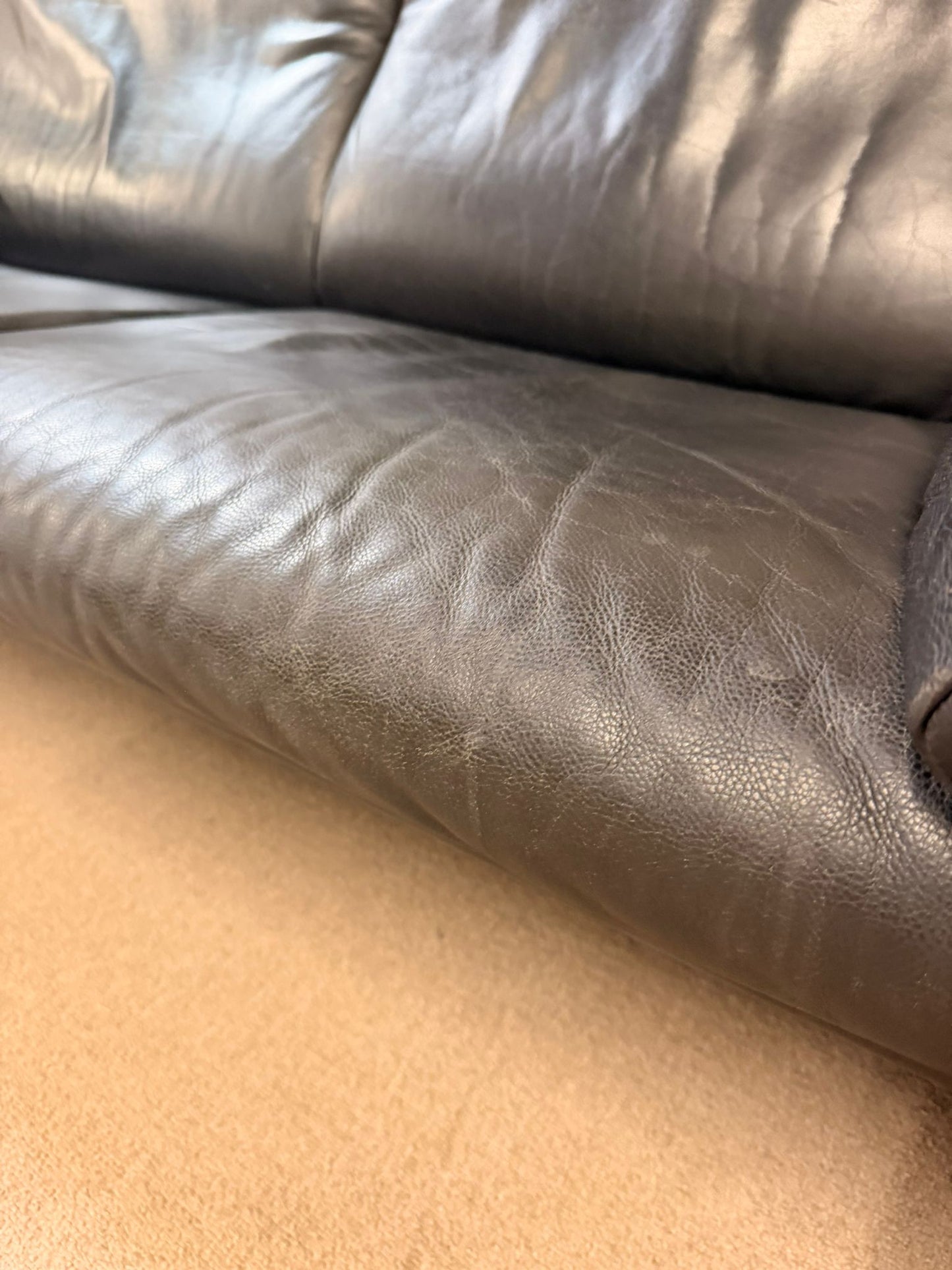 Schwarzes De Sede DS 10 Ledersofa in Schwarz