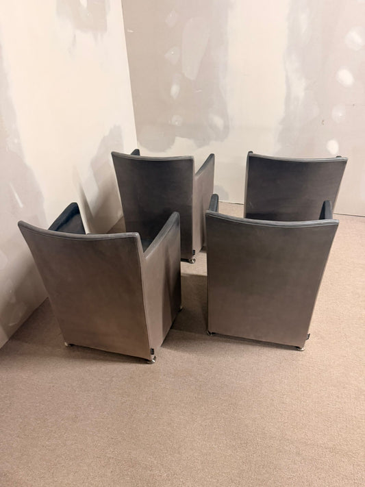 Italienische Design Leder Armlehnstühle Grau von Cappellini