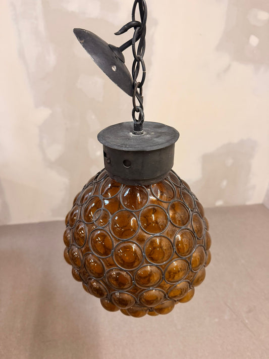 Italienische Design Hängelampe bernsteinfarbenem Muranoglas