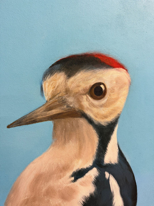 Acryl Bild mit Buntspecht Handgemalt Wandbild Gemälde