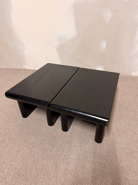 2er Set schwarze module Couchtische im Stil Rodolfo Bonetto