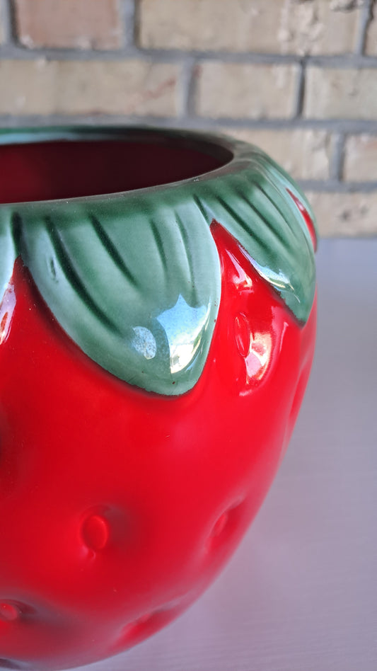 Dekorative Erdbeer Vase & Übertopf aus Keramik
