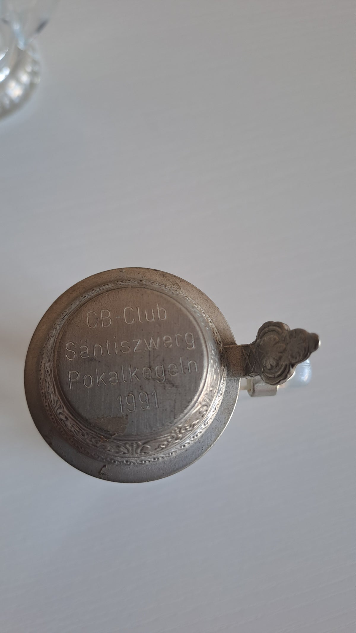 2er Set Vintage Mini Bierkrüge Glas mit Zinndeckel