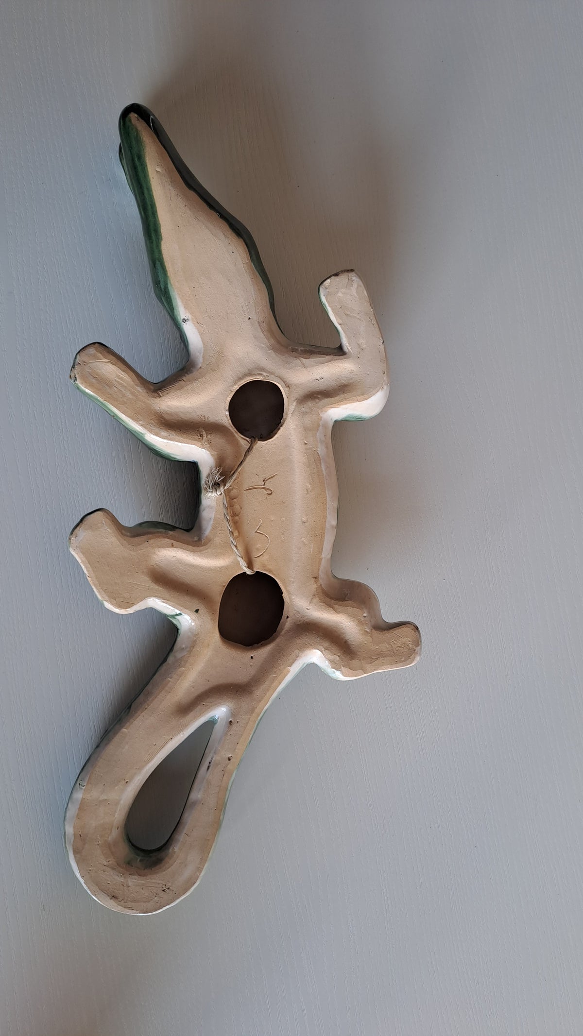 Vintage Handmade Wanddeko Krokodil Alligator aus Keramik
