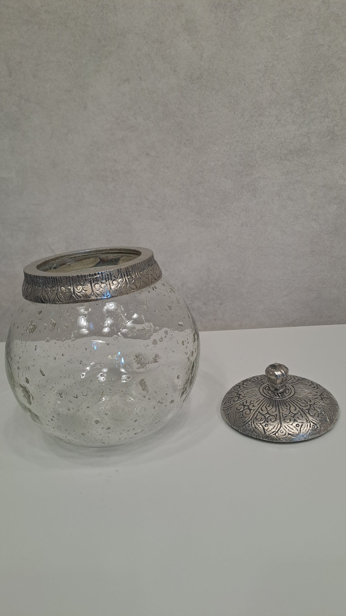 Vintage Vorratsglas Bonbonglas Bauernsilber Metall-Deckel
