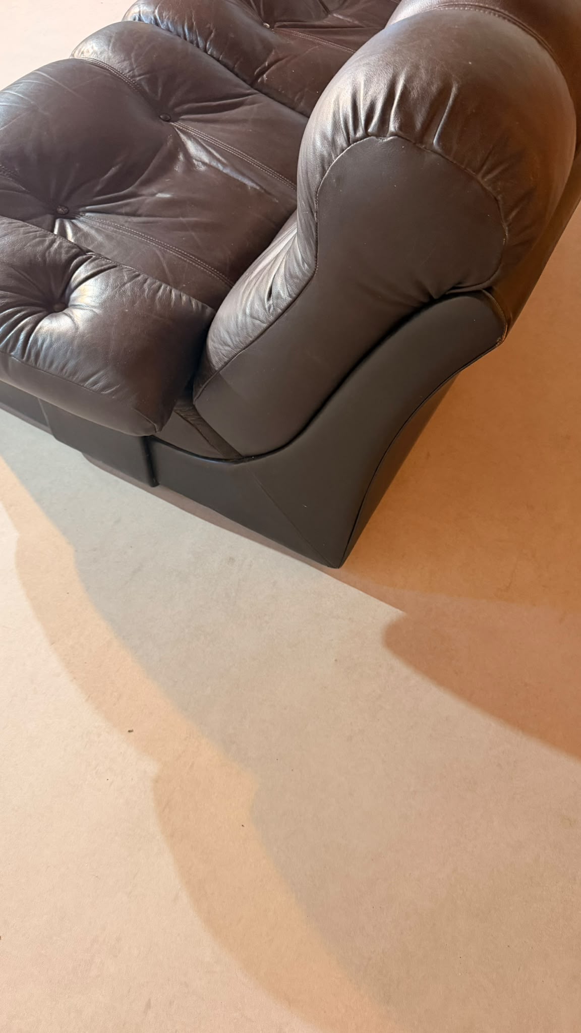Vintage Modular Leder Sofa 2-Sitzer in braun aus den 70/80er