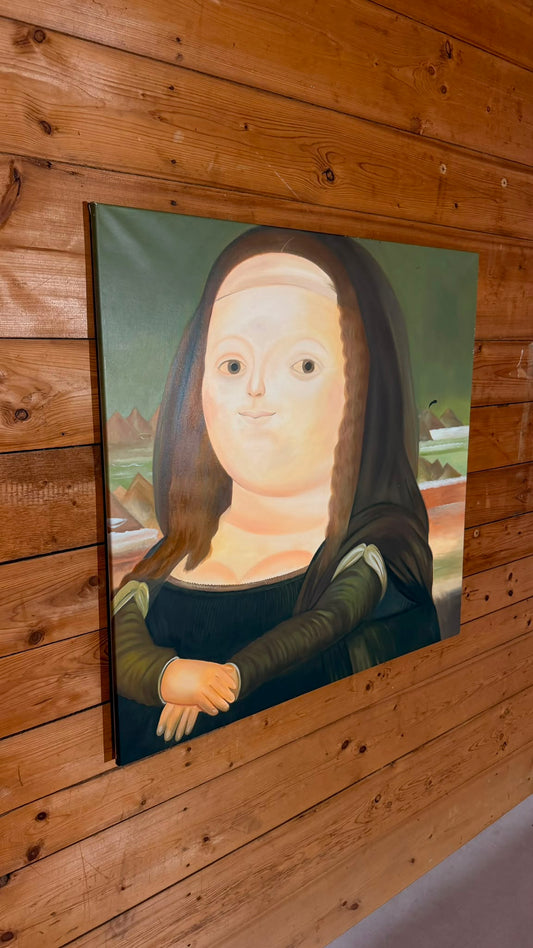 Mona Lisa im Botero Stil Leinwandbild XXL