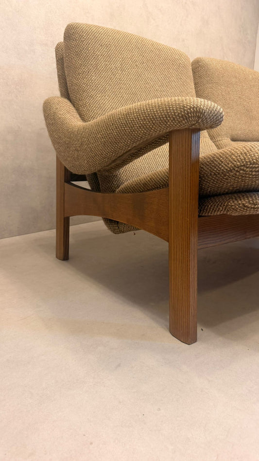 Skandinavisches 2-Sitzer Sofa mit Hocker aus den 70er Jahre
