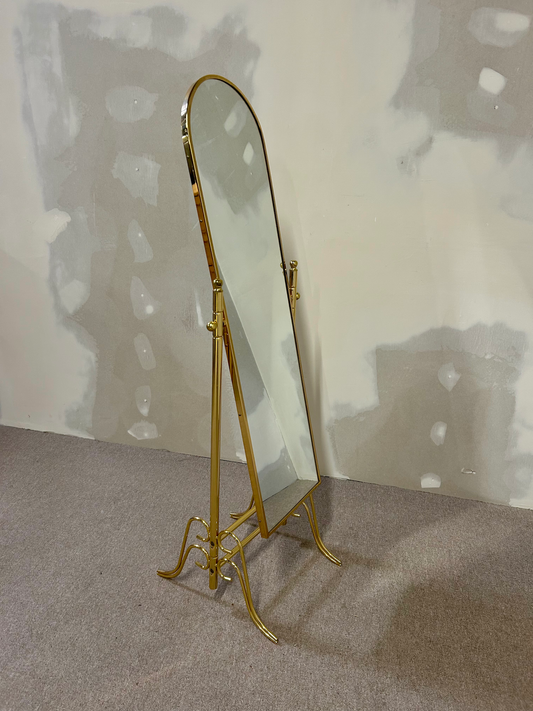 Verstellbarer italienischer Vintage Bodenspiegel, Messing