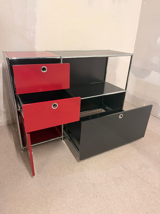 Quadro Interio (USM Büromöbel Style) Sideboard rot/schwarz
