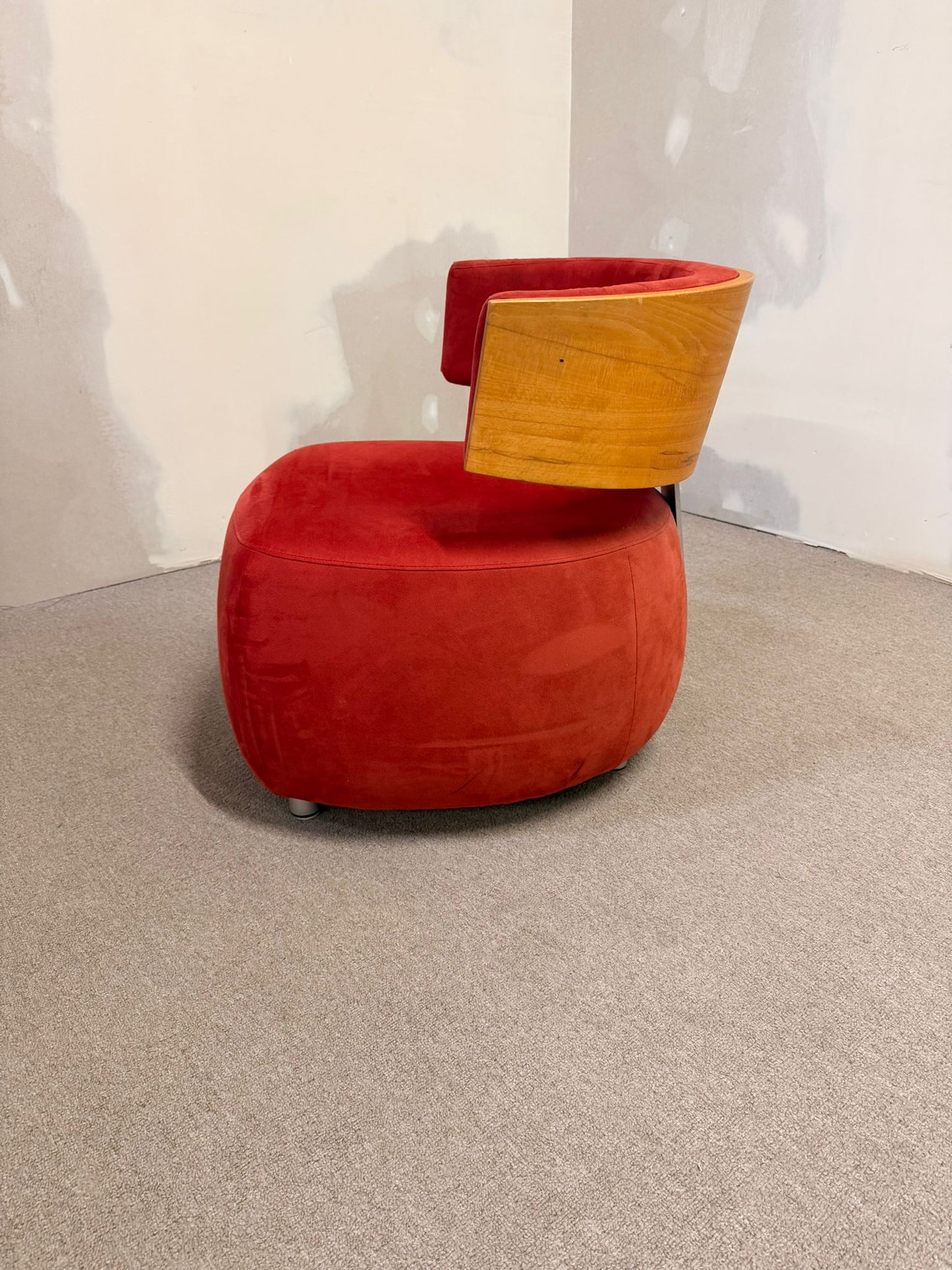 Boom Designer Sessel mit Rückenlehne Massivholz Buche rot