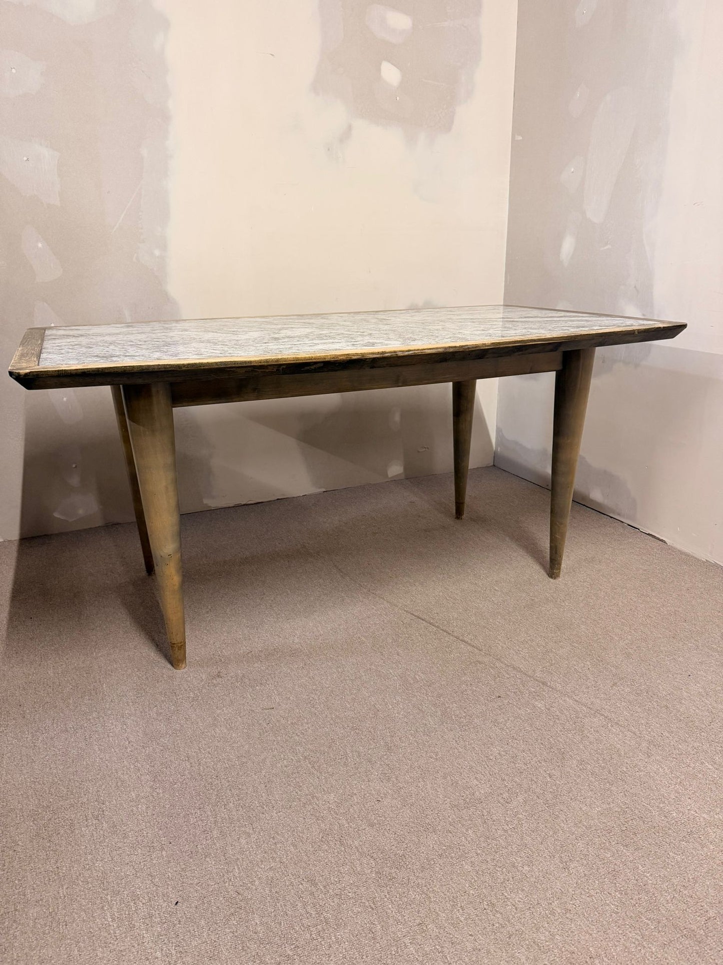 Vintage Esstisch aus Holz mit Granitplatte 60`s Design Tisch