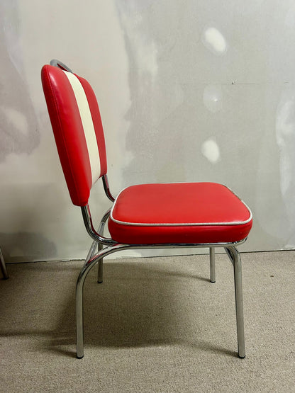 6x Retro Vintage Stühle im American Diner Stil rot/weiss
