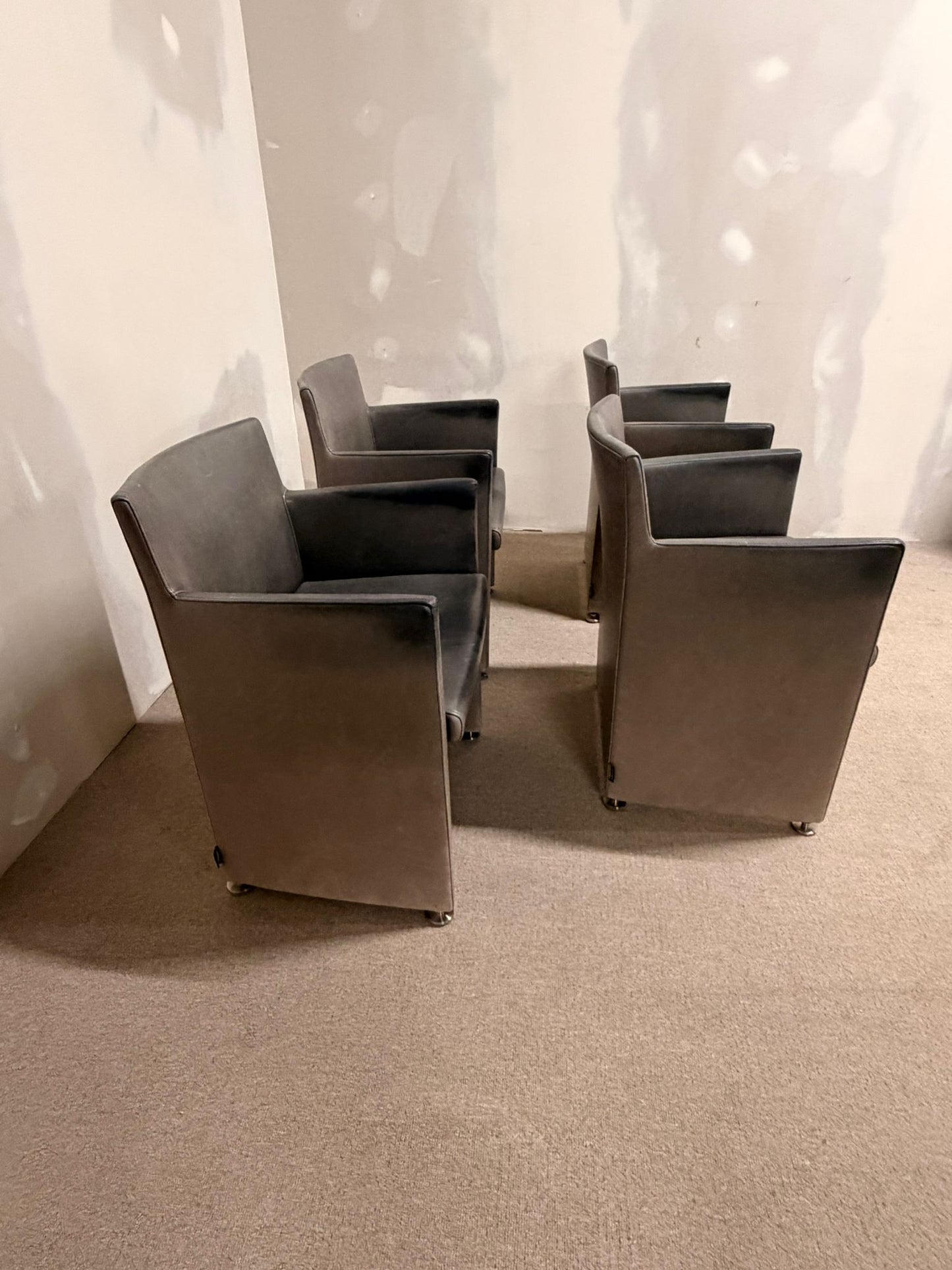Italienische Design Leder Armlehnstühle Grau von Cappellini