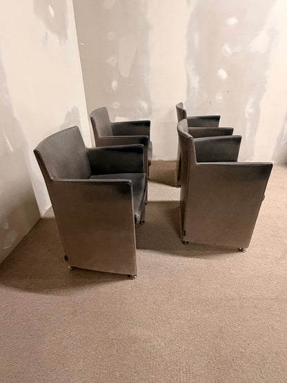 Italienische Design Leder Armlehnstühle Grau von Cappellini