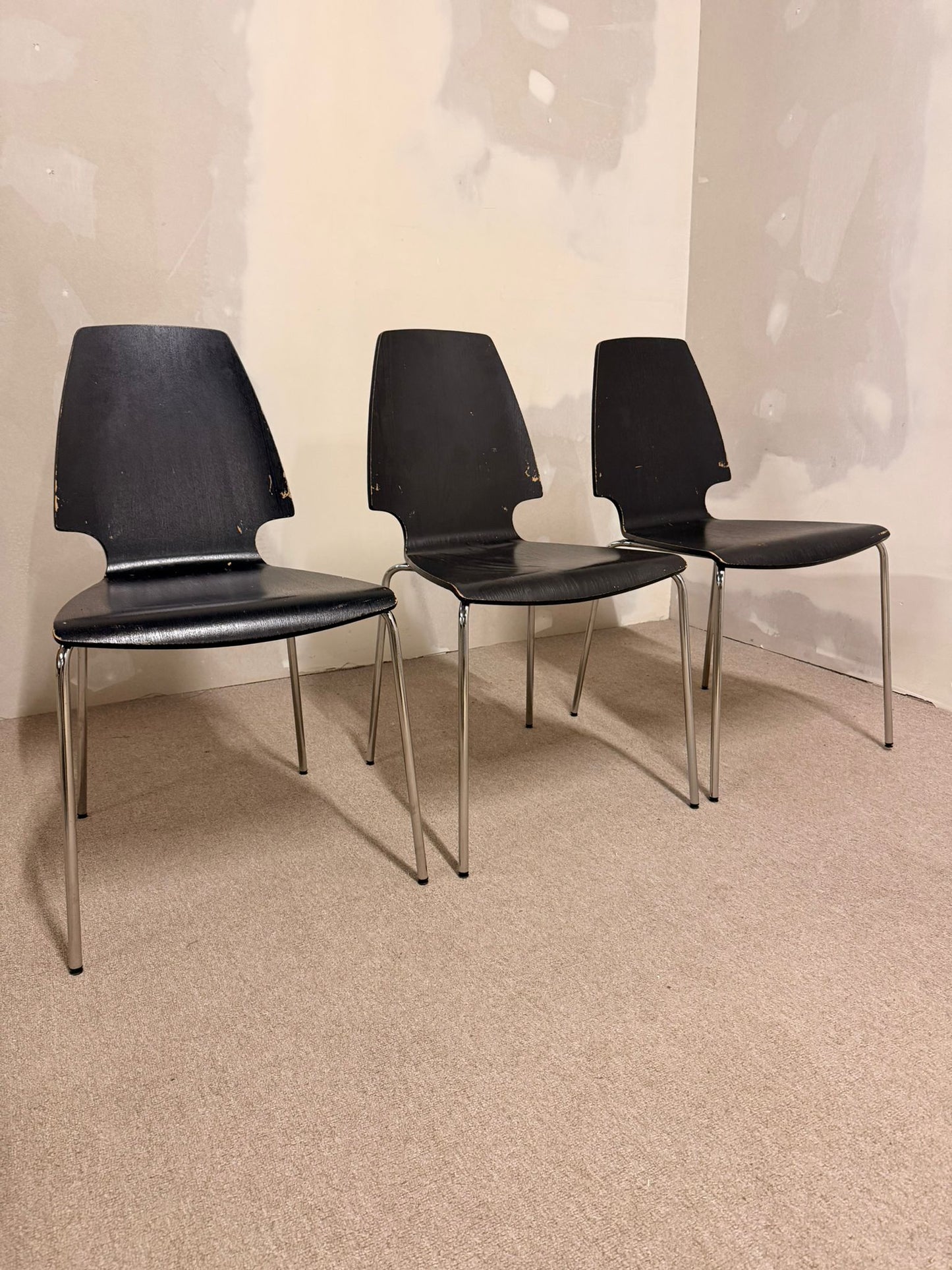 3x Ikea Vilmar Stuhl in schwarz, stapelbar