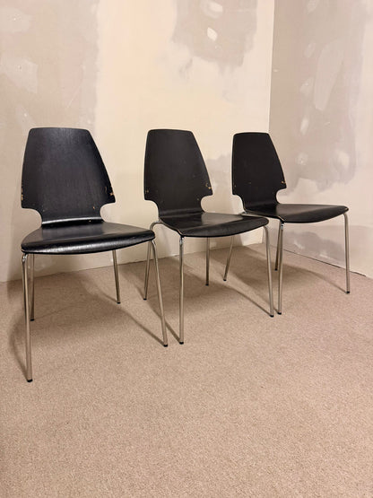 3x Ikea Vilmar Stuhl in schwarz, stapelbar