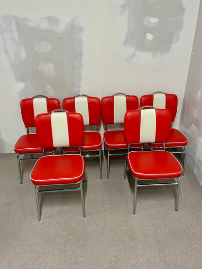 6x Retro Vintage Stühle im American Diner Stil rot/weiss