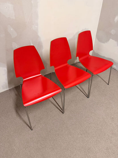 3x Ikea Vilmar Stuhl in rot, stapelbar
