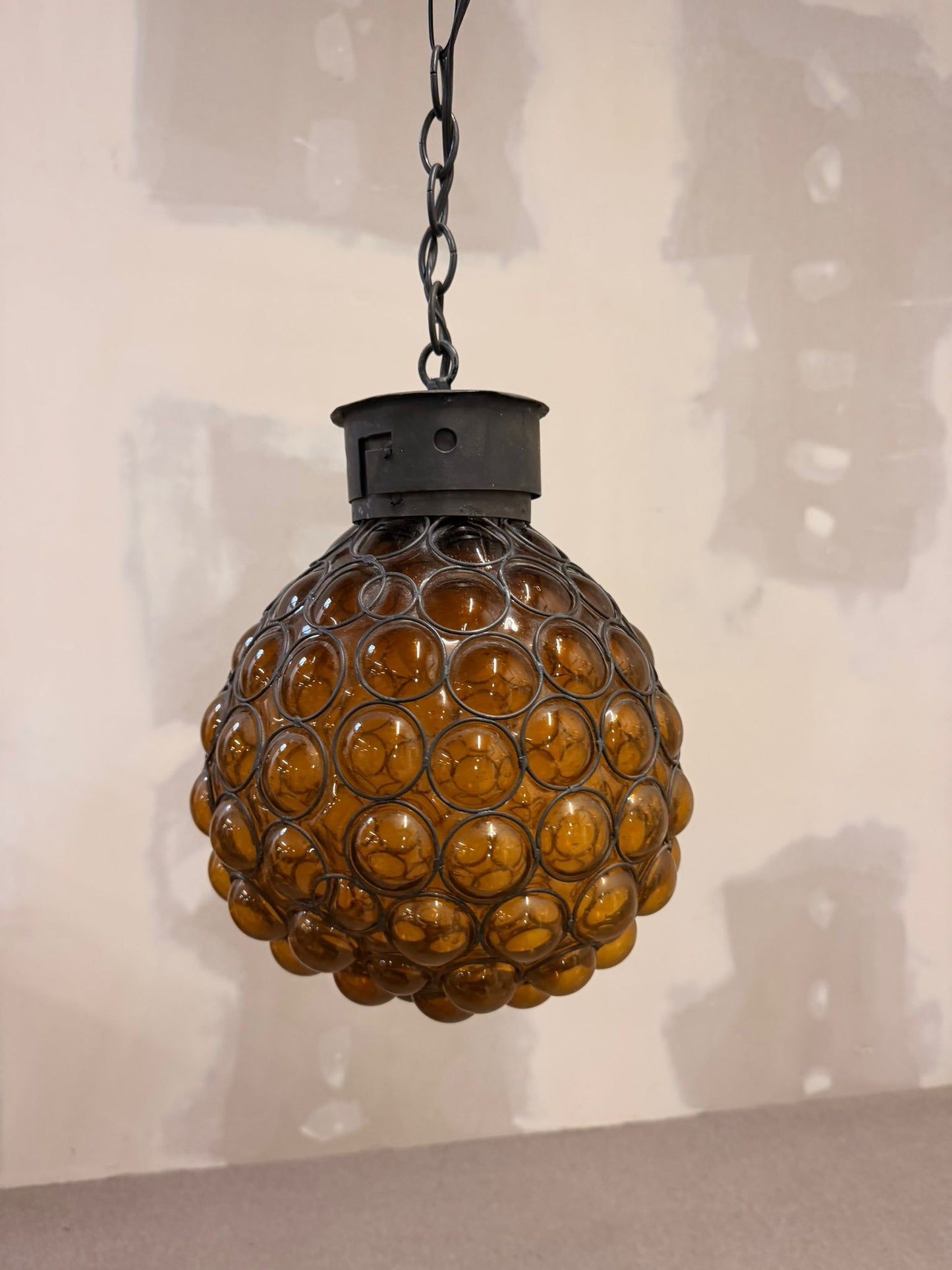Italienische Design Hängelampe bernsteinfarbenem Muranoglas