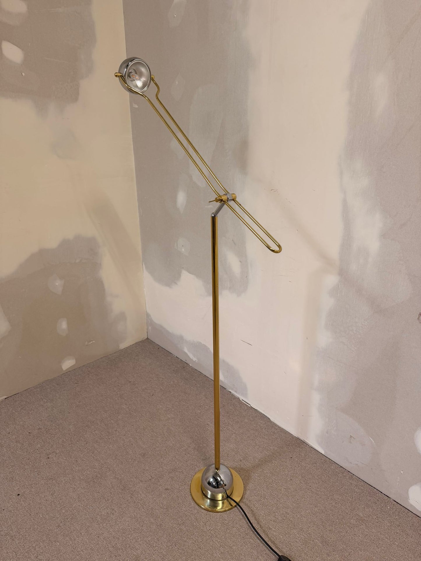 Stylische vintage Stehlampe, Gold/Chrome aus Messing