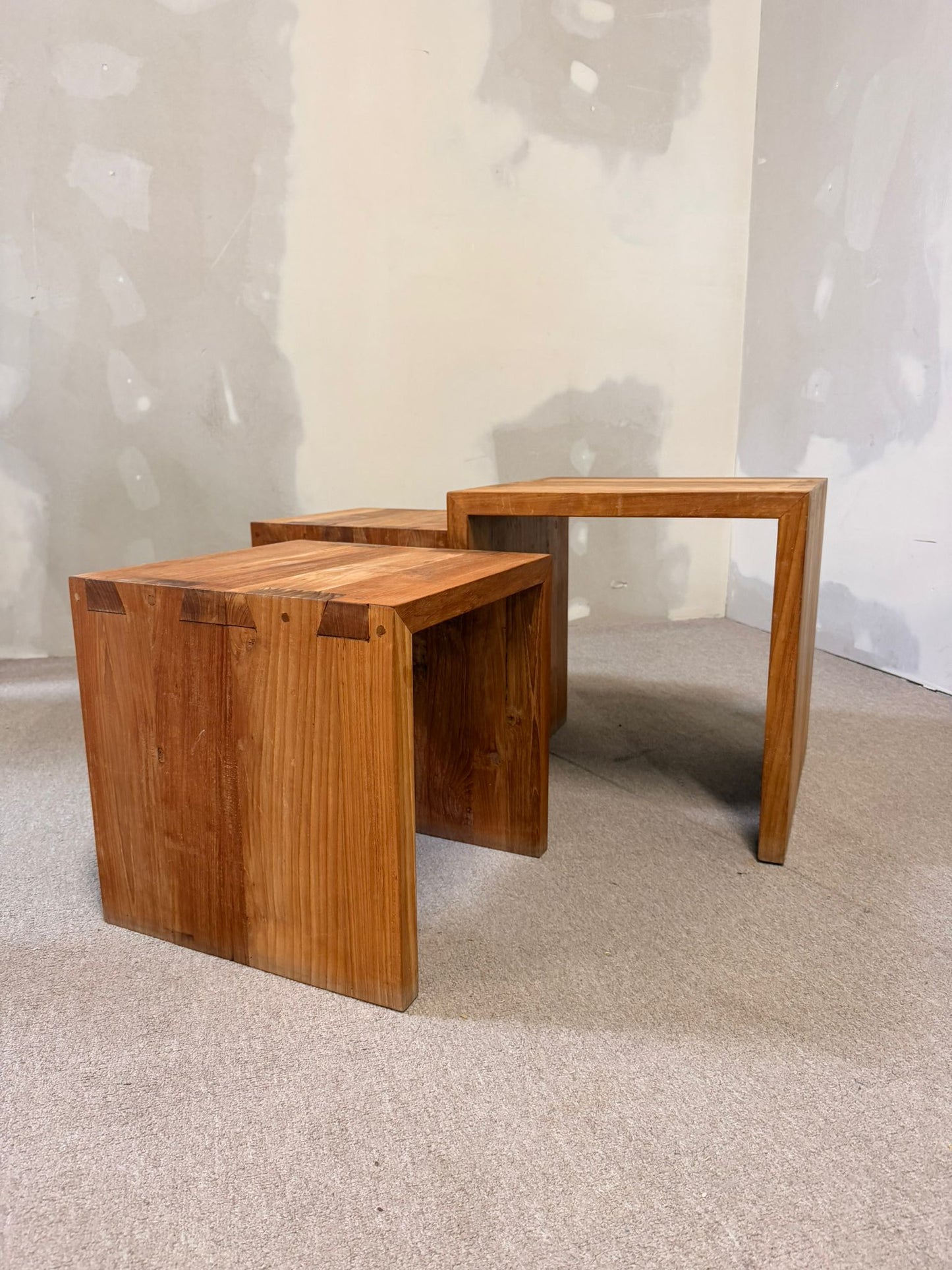 3er Set Massivholz Satztische Beistelltische