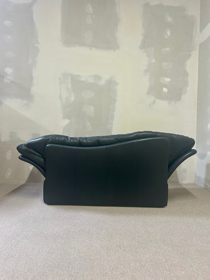 Brühl Prelude Designer Leder Sofa 3-sitzer Echtleder schwarz