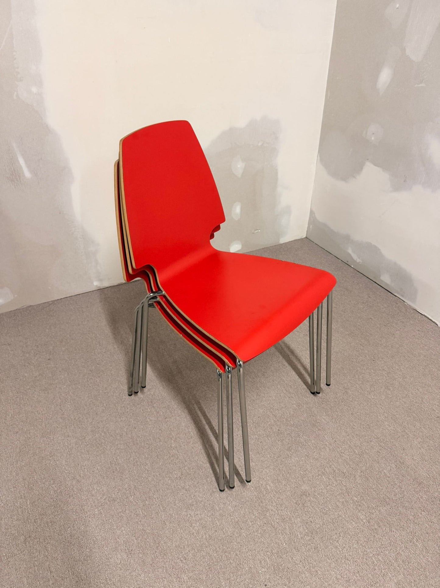3x Ikea Vilmar Stuhl in rot, stapelbar
