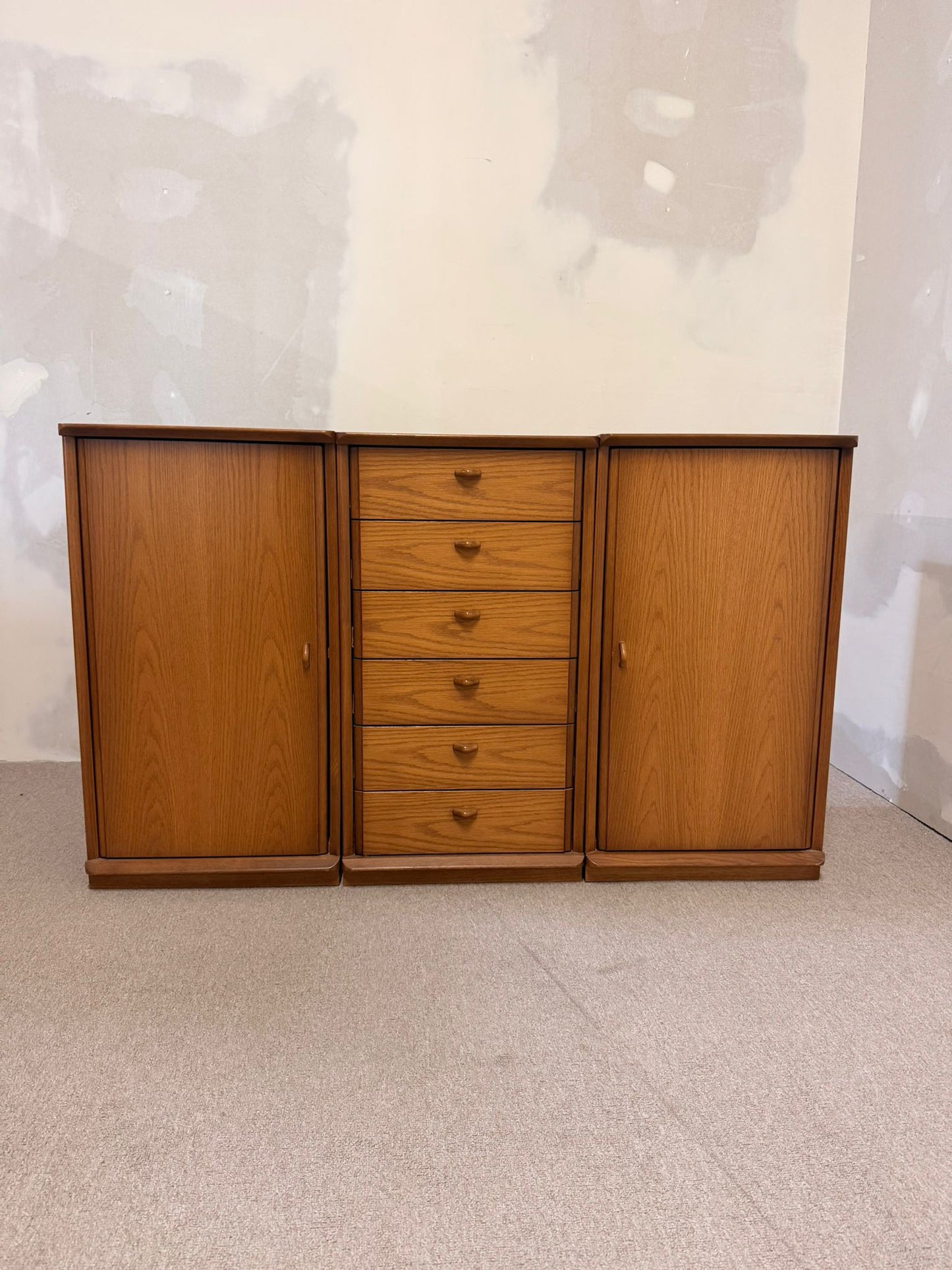 3 tlg. Mid Century Eiche Kommode Sideboard Schweizer Produkt