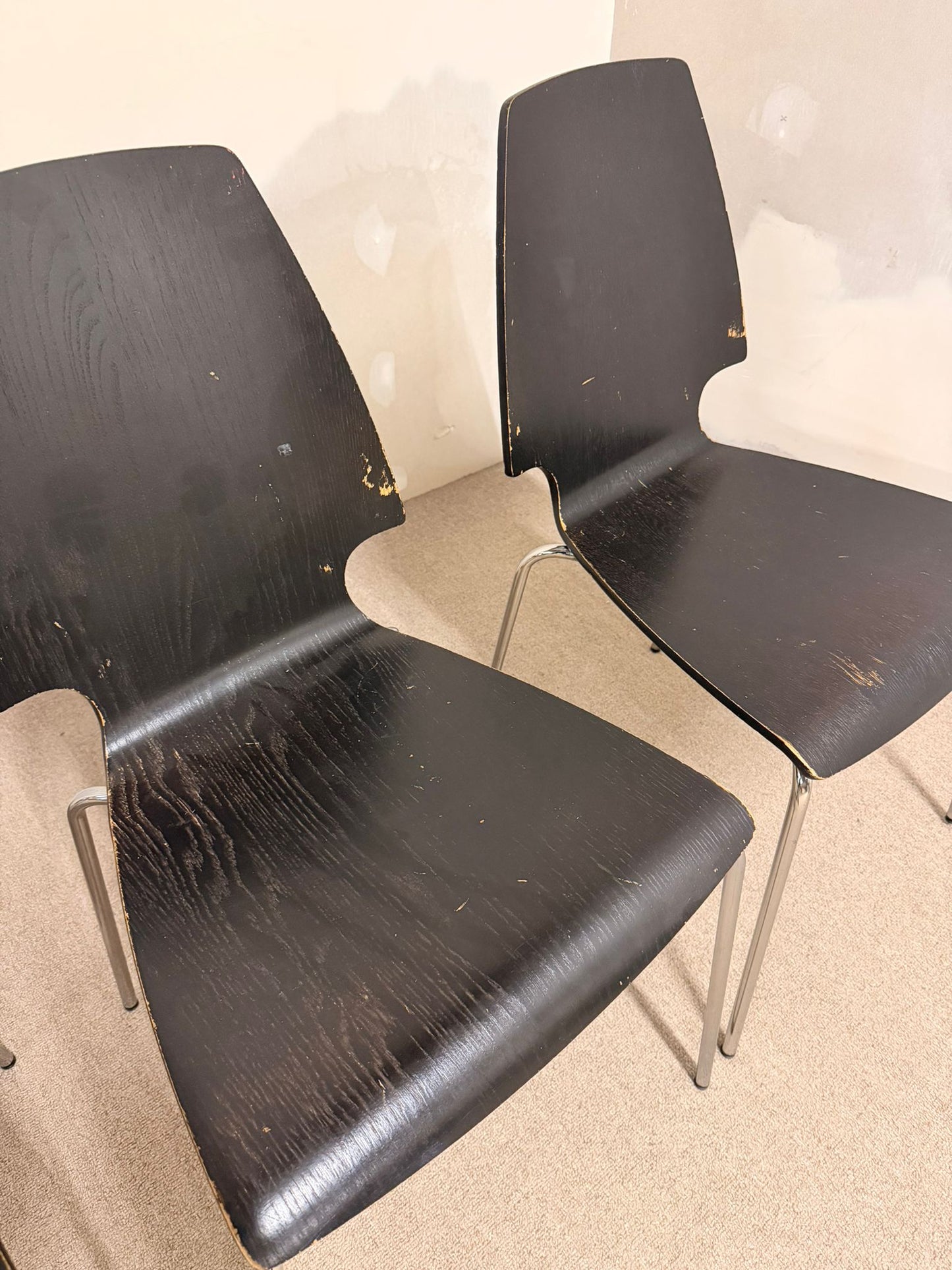 3x Ikea Vilmar Stuhl in schwarz, stapelbar