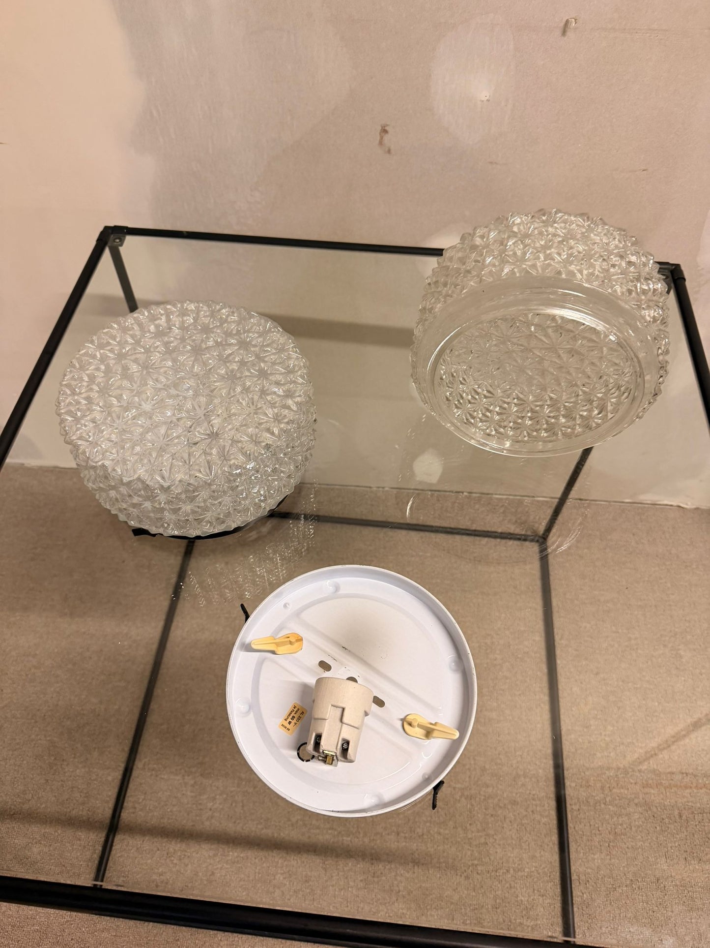 2er Set Vintage Glas Wand/ Deckenlampen aus den 70er Jahren
