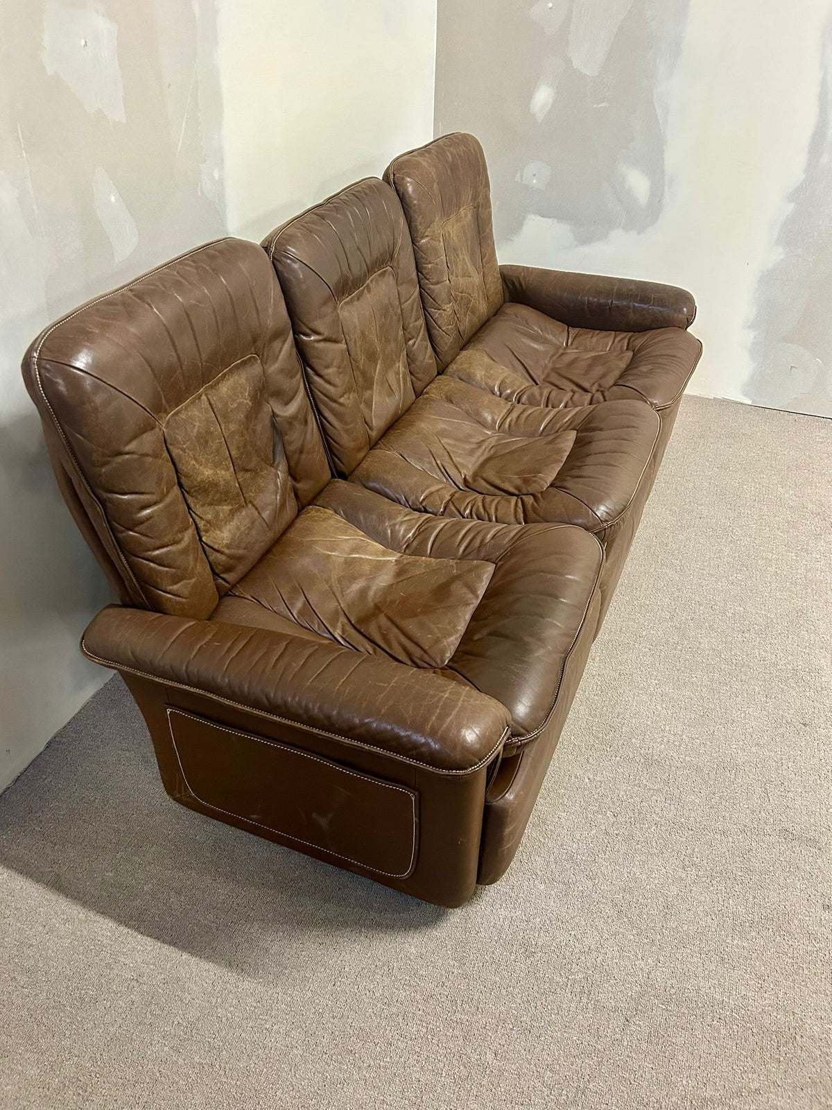 Vintage De Sede Ledersofa aus der Serie DS-66, 3er Sofa