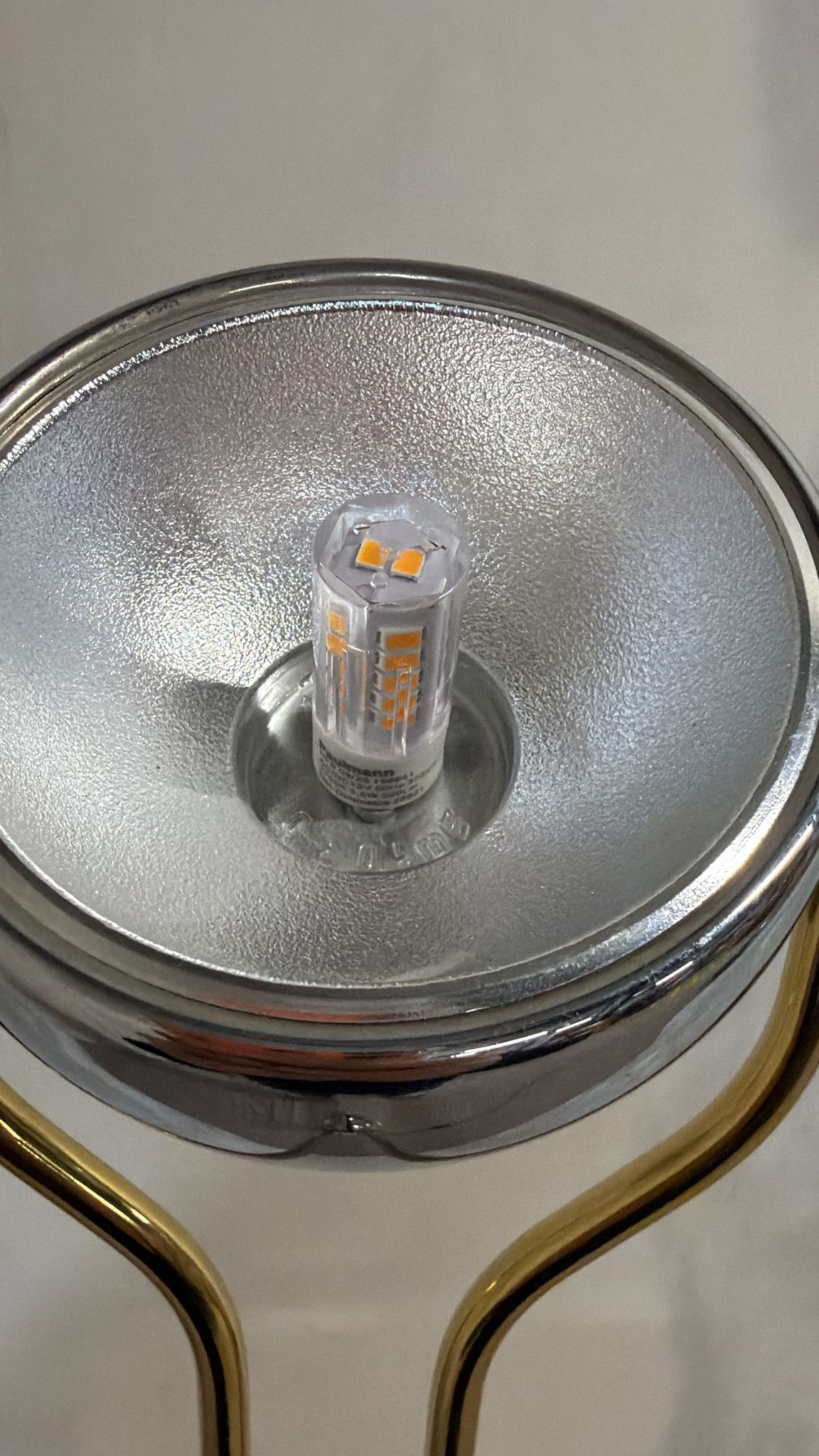 Stylische vintage Stehlampe, Gold/Chrome aus Messing