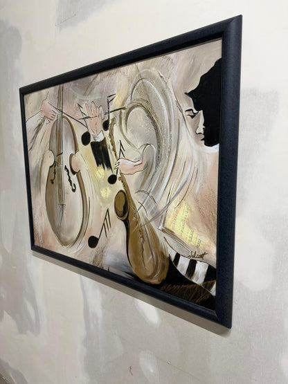 Gerahmtes Gemälde mit Jazz Motiv, Musik Kunstwerk, Bild