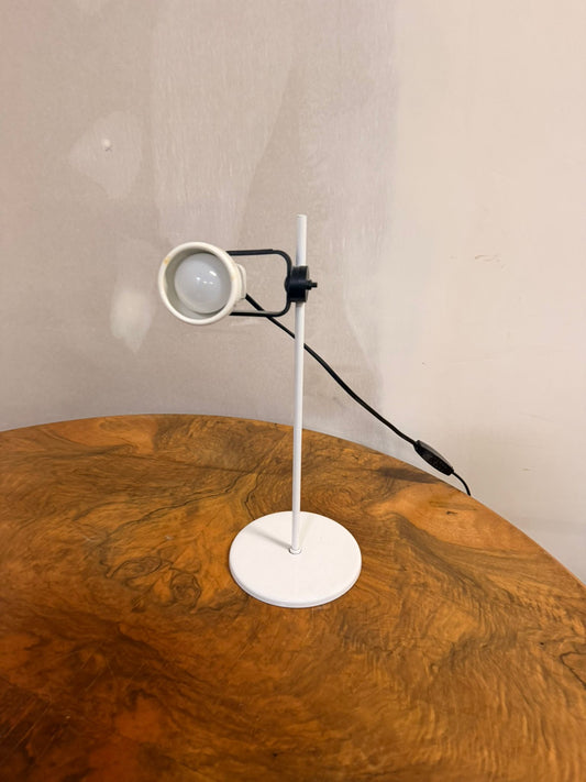 Vintage Schreibtischlampe aus weissem Metall, retro Design