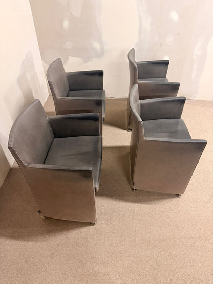 Italienische Design Leder Armlehnstühle Grau von Cappellini