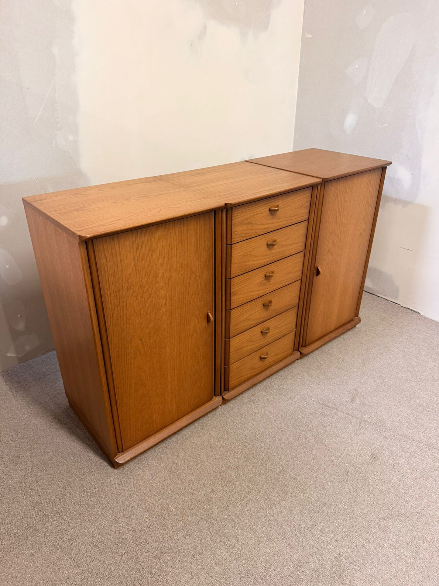 3 tlg. Mid Century Eiche Kommode Sideboard Schweizer Produkt