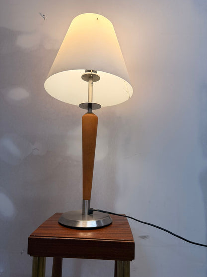 Vintage Tischlampe im Art Deco Stil mit weissem Lampenschirm