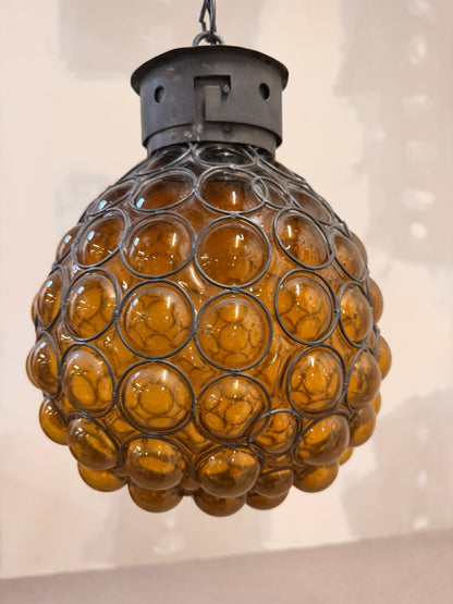 Italienische Design Hängelampe bernsteinfarbenem Muranoglas