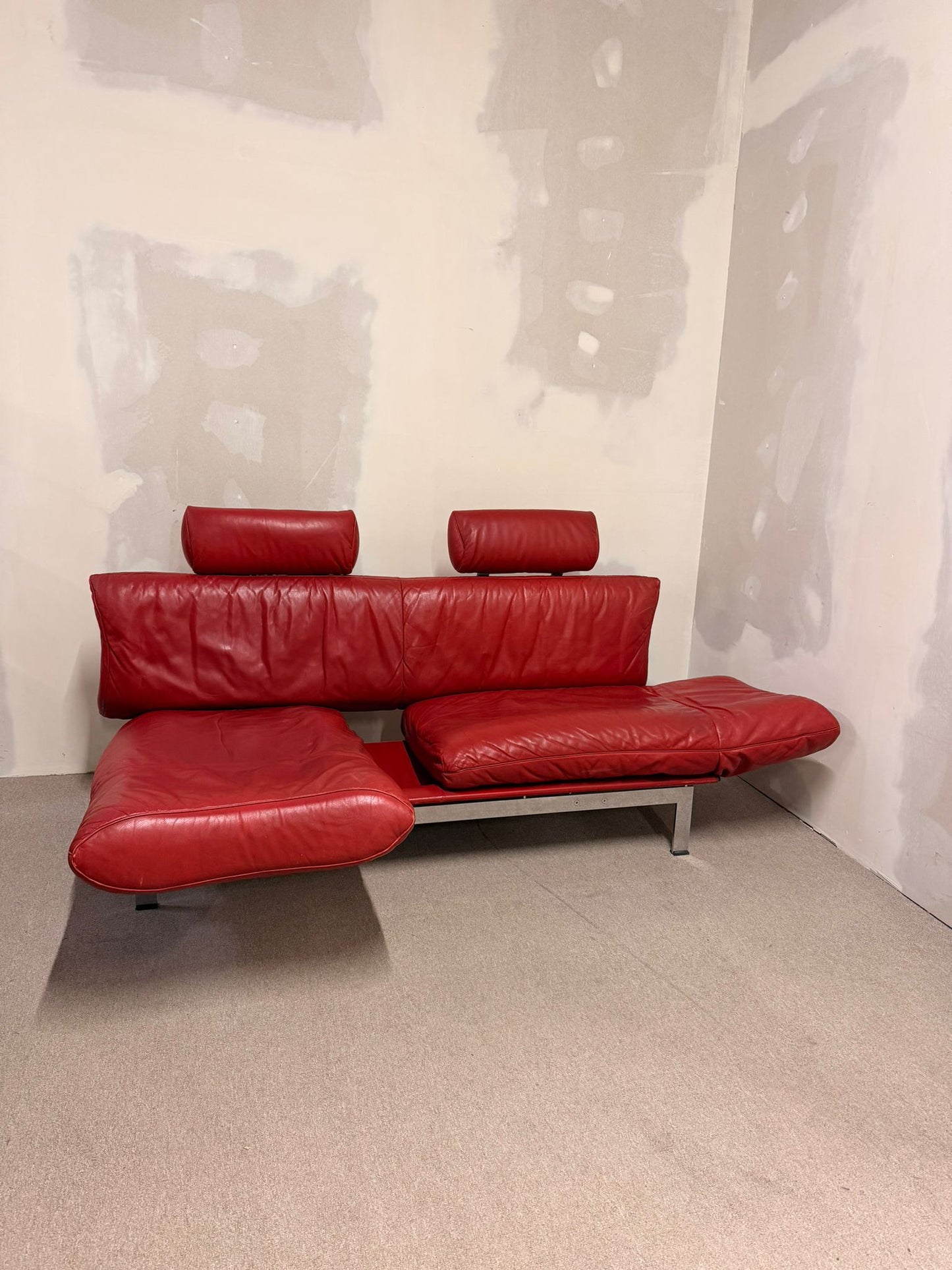 Rotes De Sede DS-140 Zweisitzer Sofa aus Leder