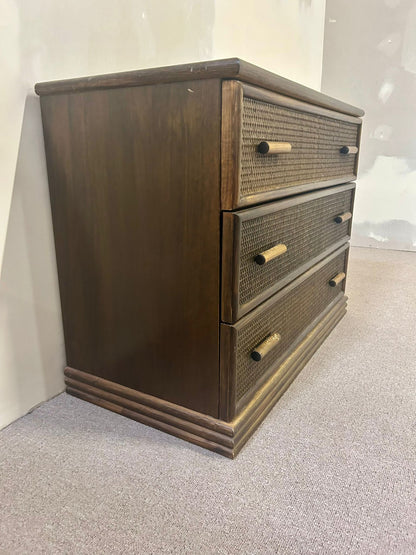 Vintage Rattan Bambus Kommode 3 Schubladen
