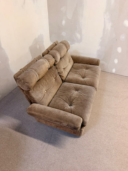 Italienisches modulares 70er Jahre Wildleder Sofa 2-Sitzer