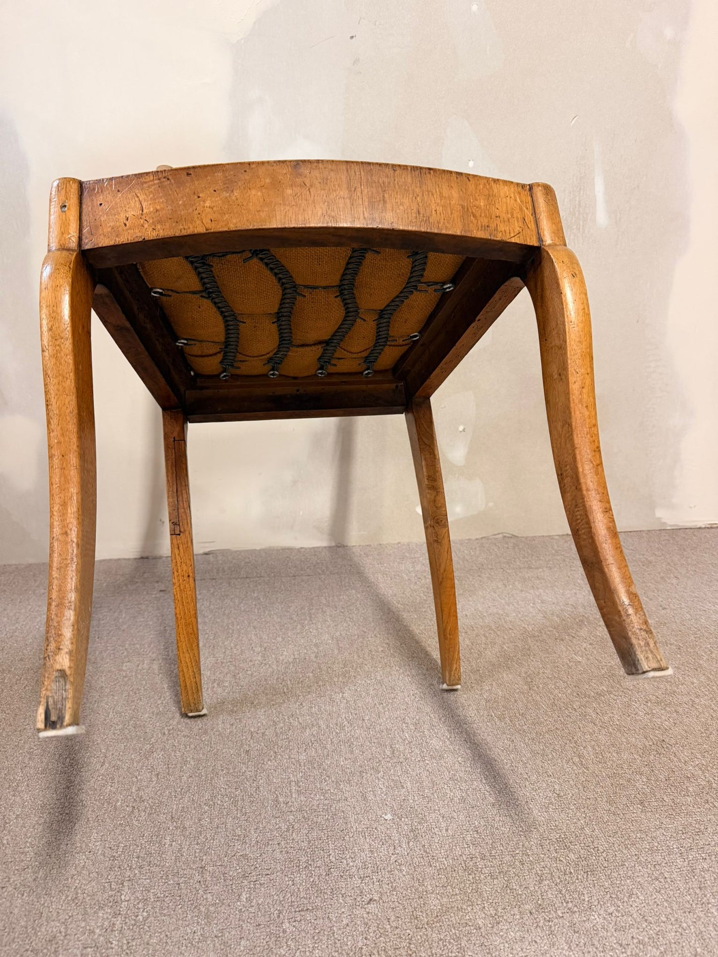 Antiker Biedermeier Landhaus Stuhl mit Polstersitz