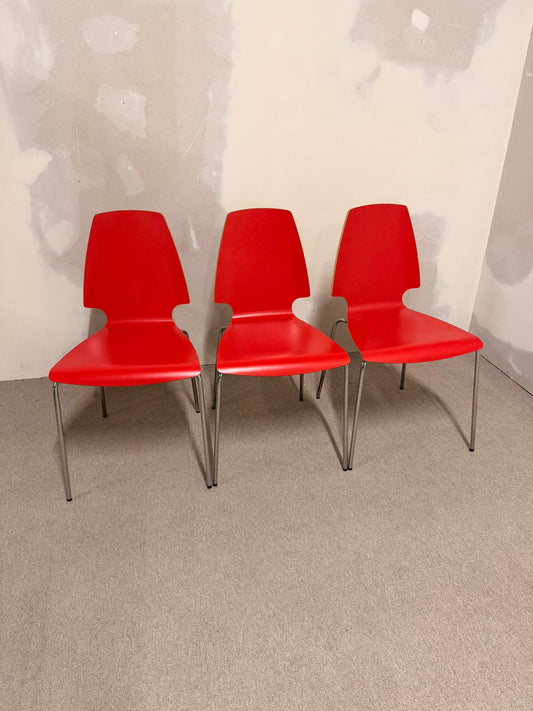 3x Ikea Vilmar Stuhl in rot, stapelbar