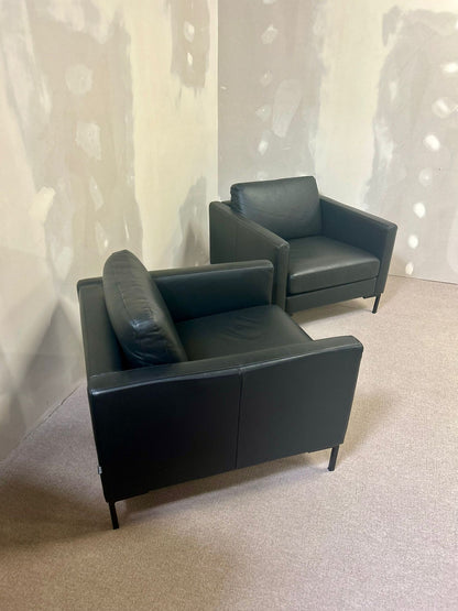 Sessel Domino SITS Schwarz Leder Metallbeine 2x Relaxsessel