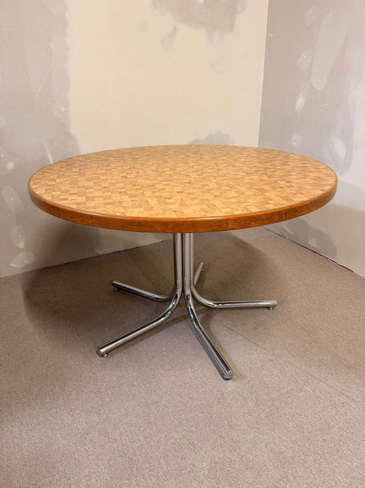 Vintage Mid Century Tisch Mosaikplatte und Chromfüsse 70er